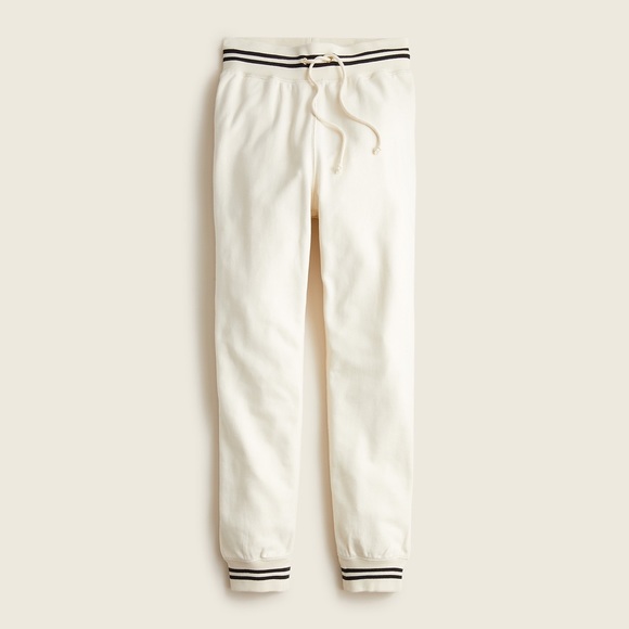J CREW UNIVERSITY TERRY SWEAT PANTS JOGGERS STRIPED CUFFS